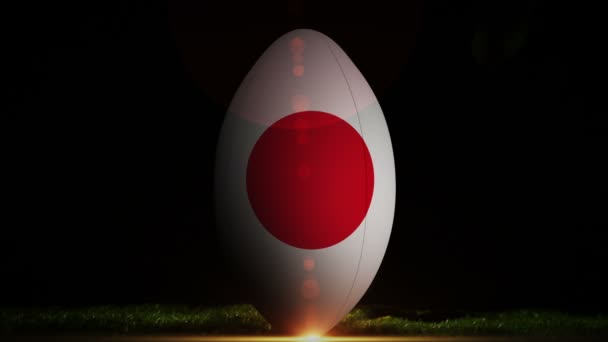 Joueur donnant un coup de pied au ballon de rugby japonais — Video