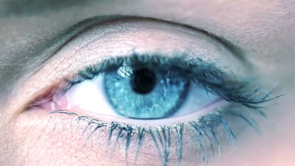 Diseño de código tecnológico en ojo humano — Vídeo de stock