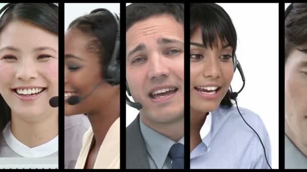 Call centre employees at work — Stock Video