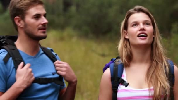 Boldog fiatal pár kiging együtt — Stock videók