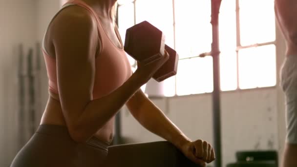 Folk tränar i crossfit gym — Stockvideo