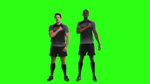 Ciddi rugby oyuncuları marşı şarkı — Stok video