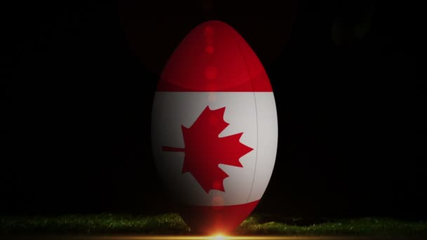 Jugador pateando canada pelota de rugby — Vídeos de Stock