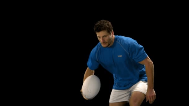 Serious rugby player scoring try — Stock Video