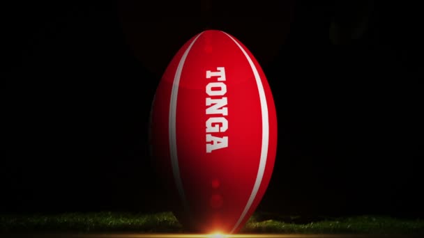 Игрок, пинающий регбийный мяч Тонга — стоковое видео