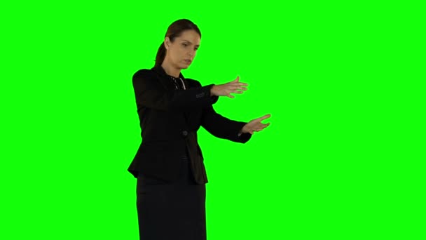 Businesswoman presenting with hand — Stock Video