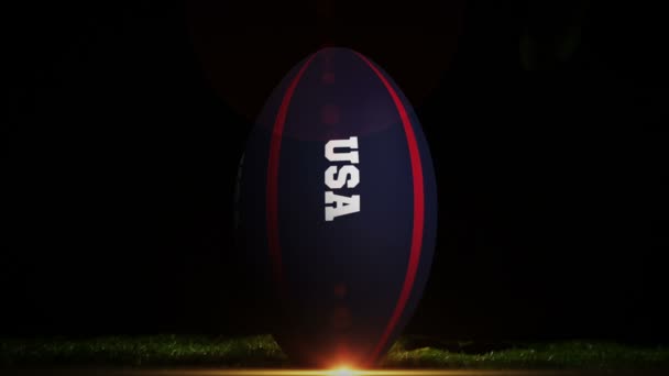 Spelare sparkar usa rugby boll — Stockvideo