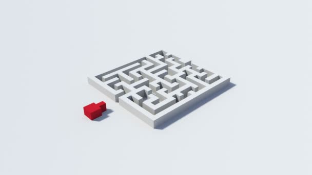Linea rossa che gira intorno a un labirinto — Video Stock