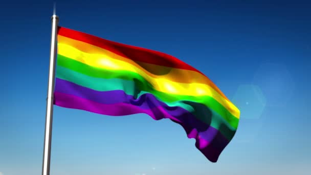 Rainbow flag blowing in the breeze — Stock Video