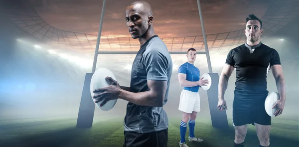 Gracz posiadający rugby piłka — Zdjęcie stockowe
