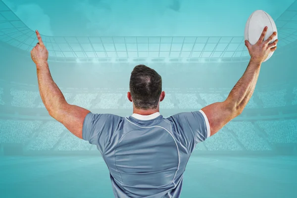 Player cheering with the ball — Stock Photo, Image