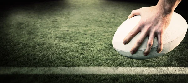 Player posing feet on the ball — Stock Photo, Image