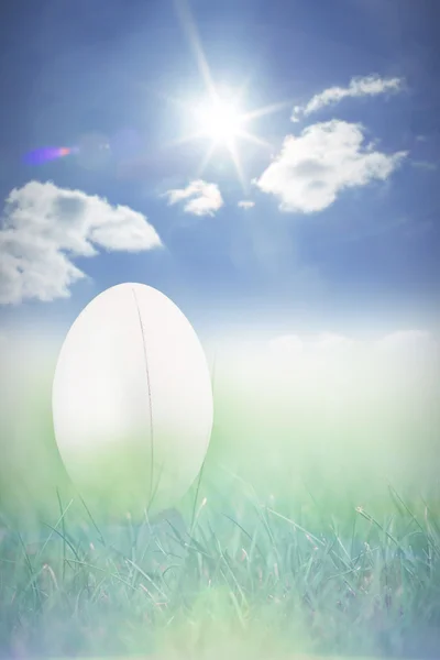 Rugby boll mot gräs — Stockfoto