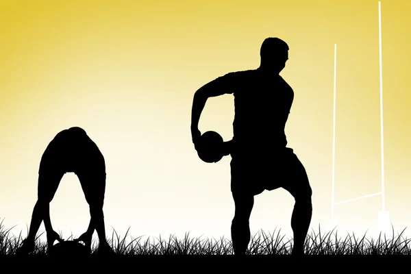 Gracz rugby rzucić piłkę — Zdjęcie stockowe