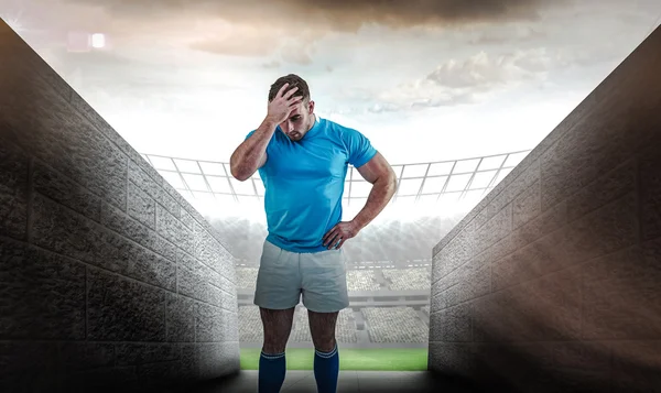 Jogador de rugby após uma perda — Fotografia de Stock