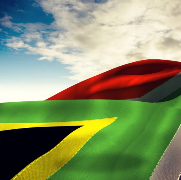 Güney Afrika Cumhuriyeti bayrağı sallayarak — Stok fotoğraf