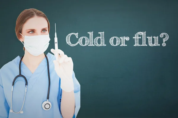 風邪やインフルエンザですか。テキスト — ストック写真