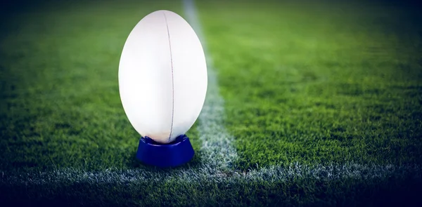 Rugbyball gegen Spielfeld — Stockfoto