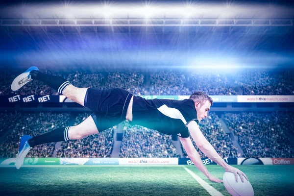 Rugbyspelare gjorde ett försök — Stockfoto