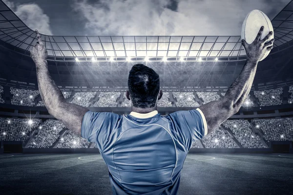 Player cheering with the ball — Stock Photo, Image