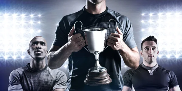 Vítězná rugby hráči — Stock fotografie
