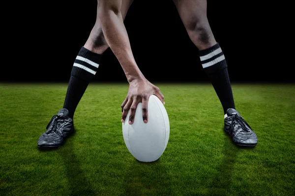 Desportista jogar rugby — Fotografia de Stock