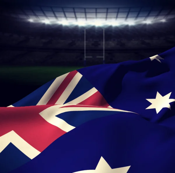 Australiska flaggan mot stadium — Stockfoto