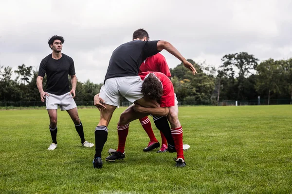 Rugbyspelers aan te pakken — Stockfoto