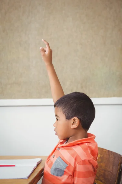 Student hebt die Hand, um eine Frage zu stellen — Stockfoto