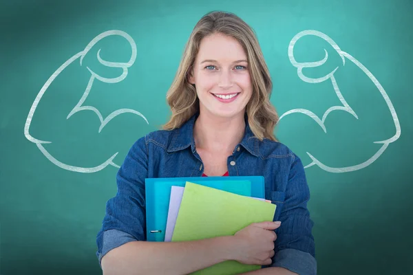 Studente in possesso di quaderno e file — Foto Stock