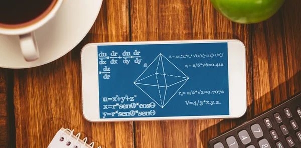 Math problems against smartphone — Stock Photo, Image