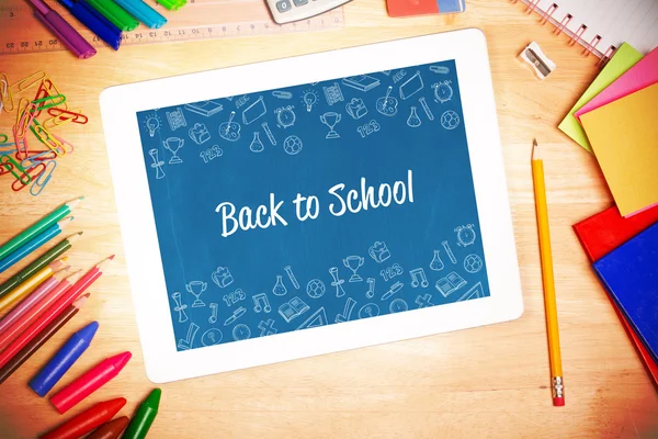 Students desk with tablet pc — Stock Photo, Image