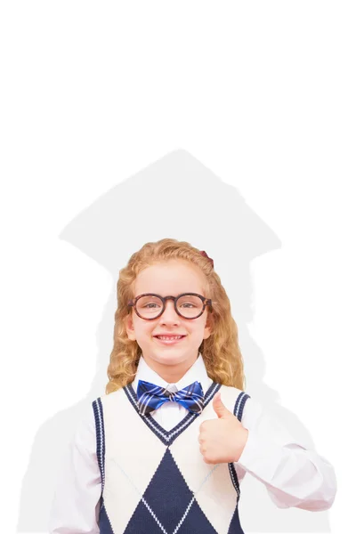 Composite image of pupil with thumbs up — Stock Photo, Image