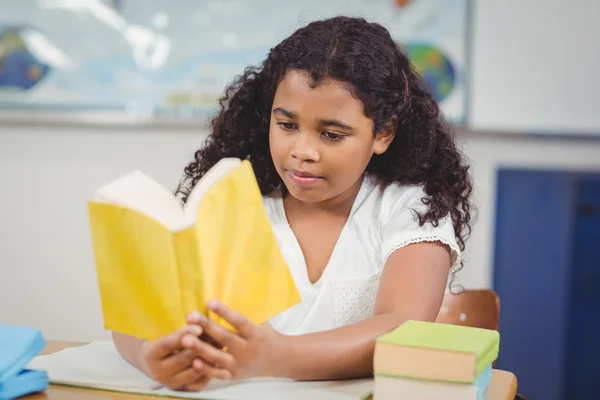 Koncentrerad elev läsa bok — Stockfoto