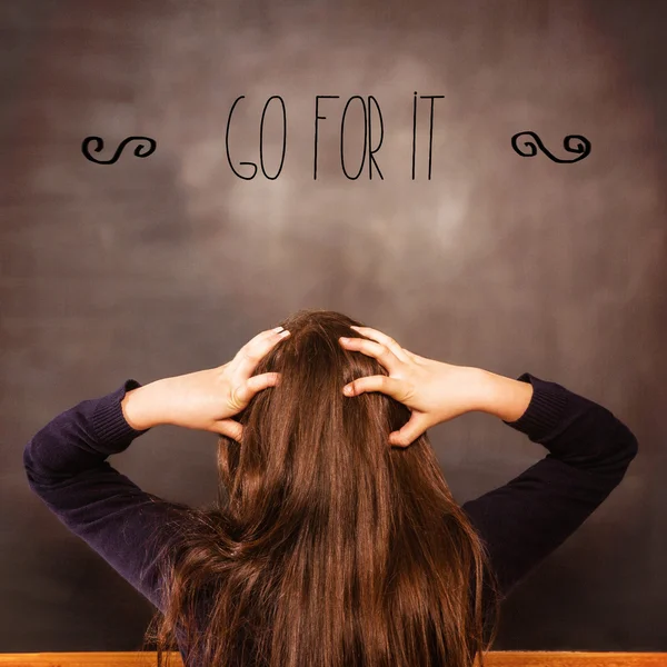 Word go for it! against confused pupil — Stock Photo, Image