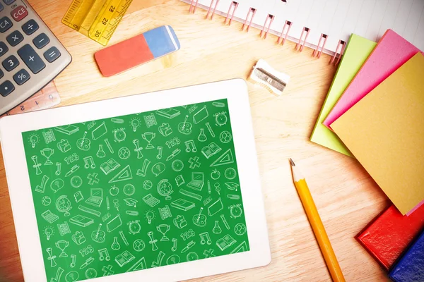 Students desk with tablet pc — Stock Photo, Image