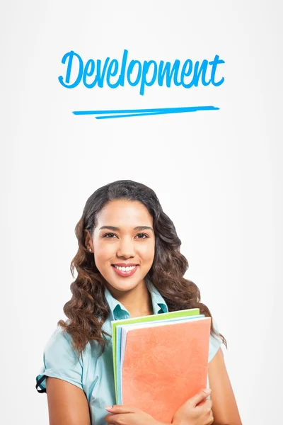 Słowo rozwoju i student szczęśliwy — Zdjęcie stockowe