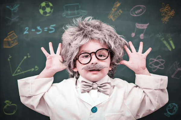 Dressed up pupil showing his hands — Stock Photo, Image