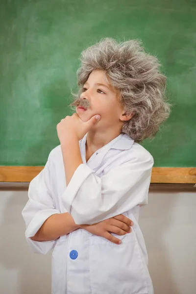 Estudante vestido de einstein — Fotografia de Stock