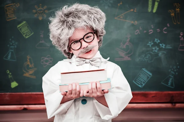 Verkleideter Schüler mit Büchern — Stockfoto