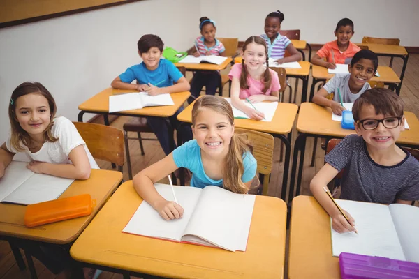 Gelukkig leerlingen glimlachen op camera — Stockfoto