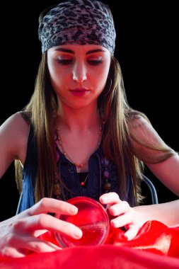 Fortune teller using crystal ball clipart