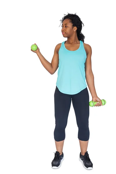 Woman exercising using dumbbells — Stock Photo, Image