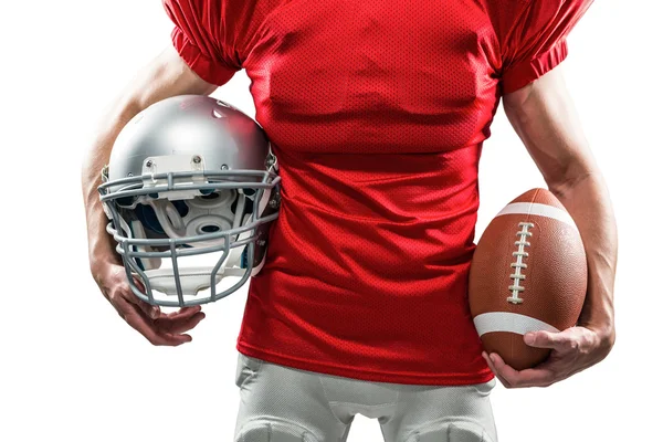 American football player holding helmet — Stock Photo, Image