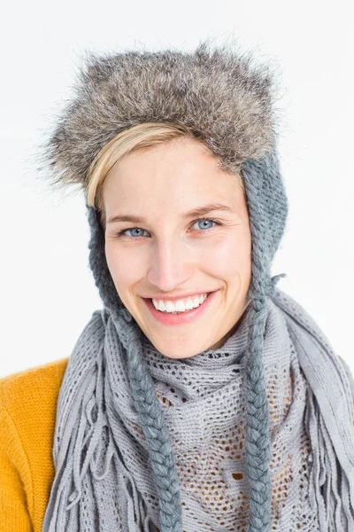 Attractive blonde wearing a warm hat — Stock Photo, Image