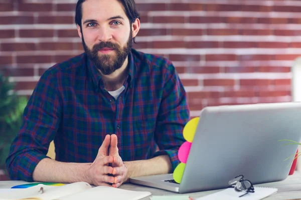 Smart creative editor with laptop — Stock Photo, Image