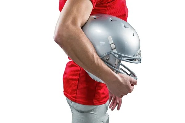 American football speler met helm — Stockfoto