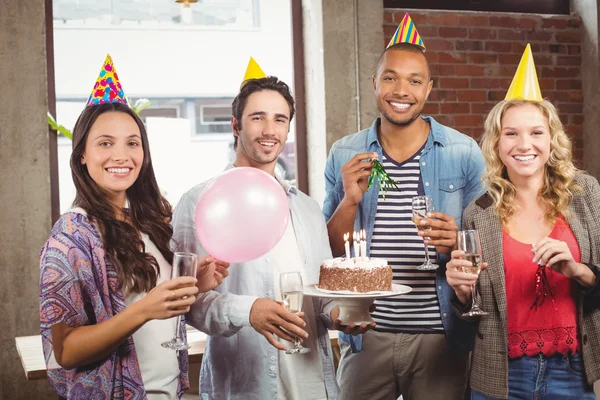 Business people celebrating birthday — Stock Photo, Image