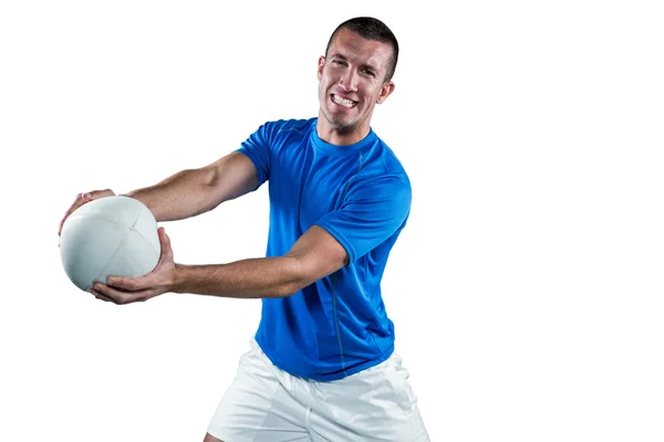 橄榄球运动员在蓝色球衣 — 图库照片