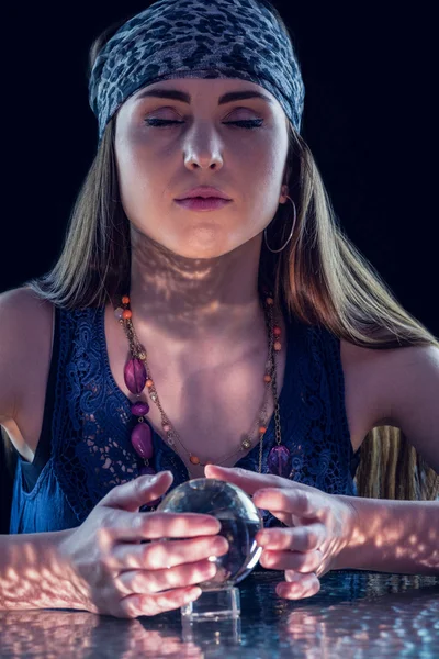 Fortune teller using crystal ball — Stock Photo, Image